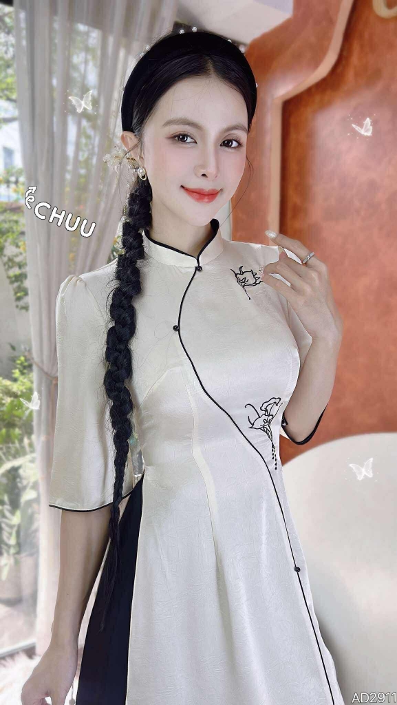 Áo Dài Hoa Ly Mùa Hạ AD2911 (áo lẻ)