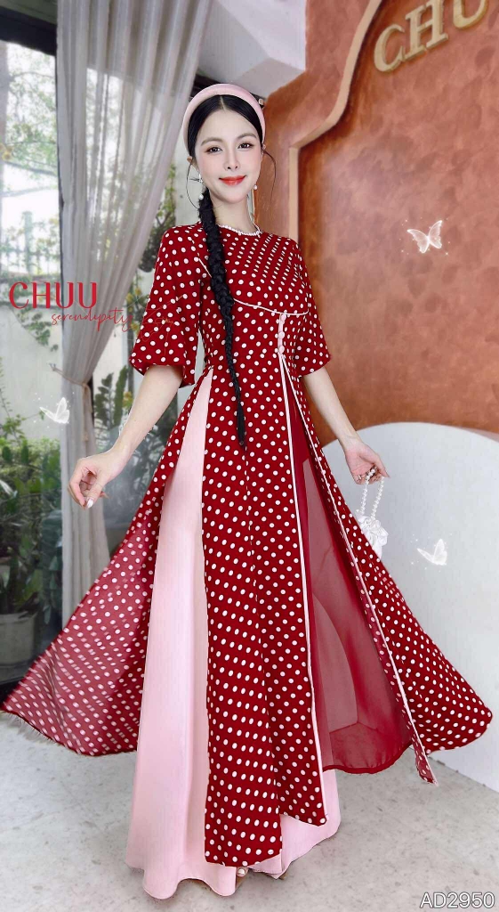 Áo Dài 3T Ly Trà Sữa AD2950 (áo lẻ)