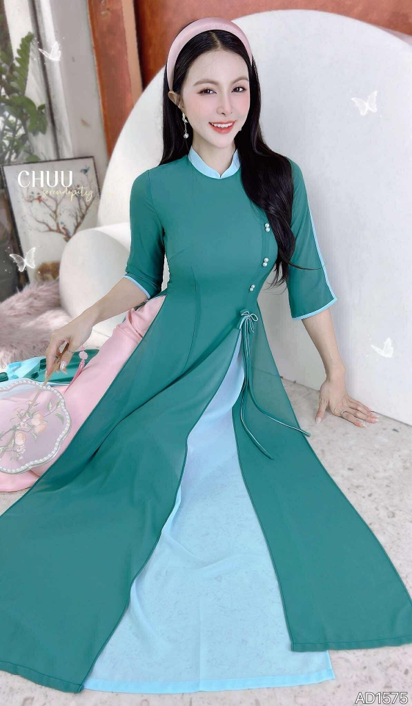 Áo Dài Chiffon 4T Ngọc Đôi 130cm AD1575 (áo lẻ)