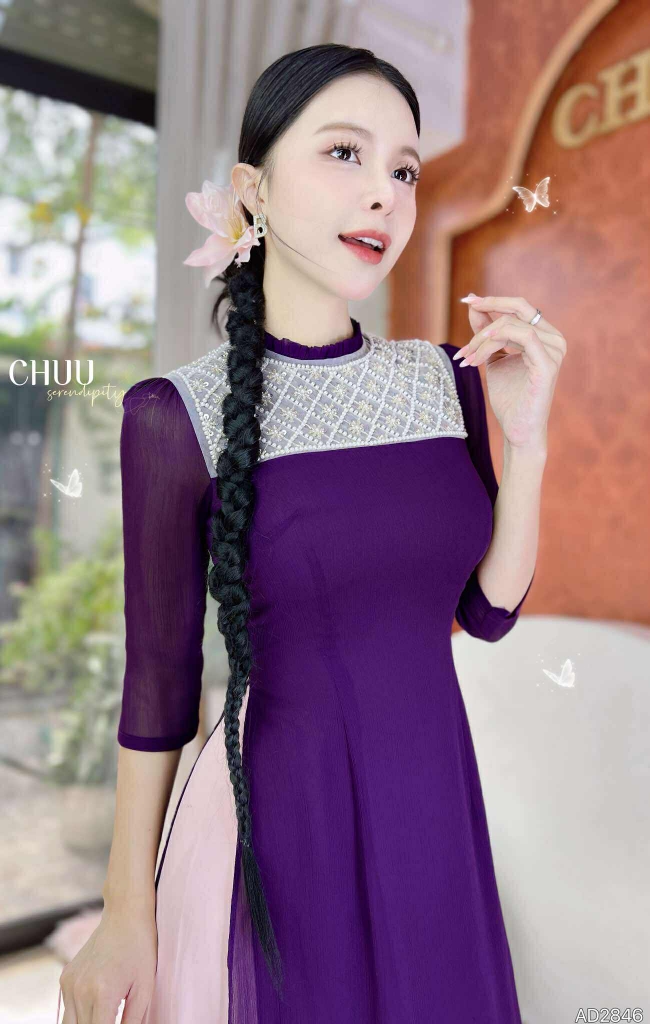 Áo Dài 4T Hạt Đậu Ngọc AD2846 (áo lẻ)