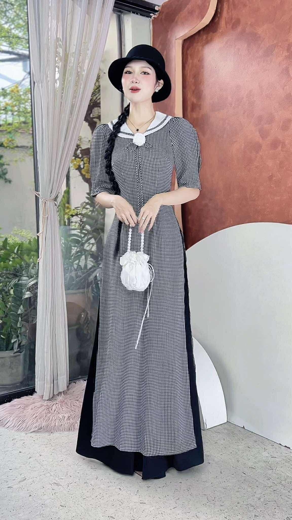 Áo Dài Ô Nhí Hoa Trà AD1520 (áo lẻ)