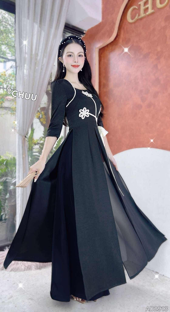 Áo Dài 3T Nơ Hoa Đán+PK AD2913 (áo lẻ)