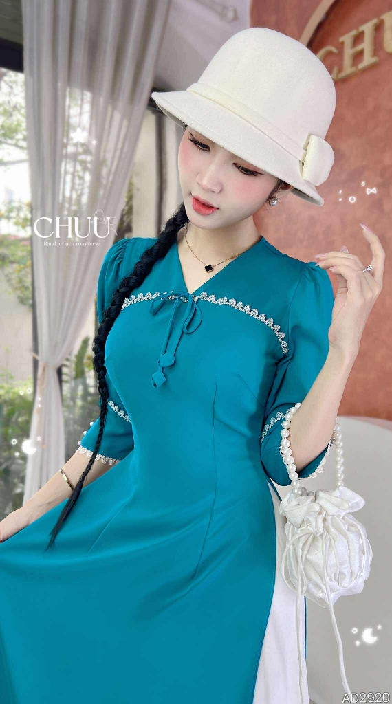 Áo Dài Mai Chim Công+PK AD2920 (áo lẻ)