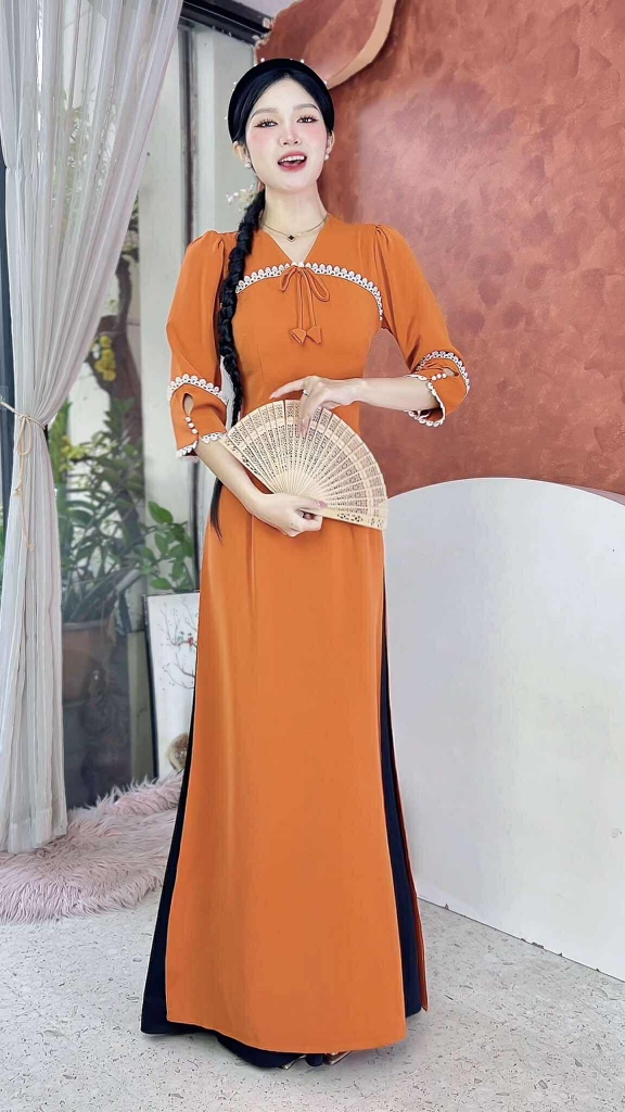 Áo Dài Mai Chim Công+PK AD2920 (áo lẻ)