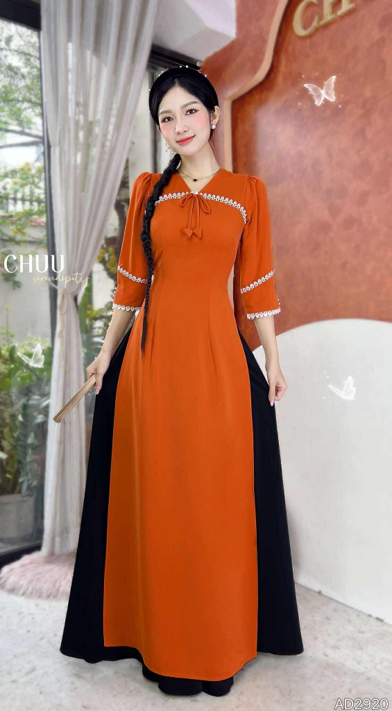 Áo Dài Mai Chim Công+PK AD2920 (áo lẻ)