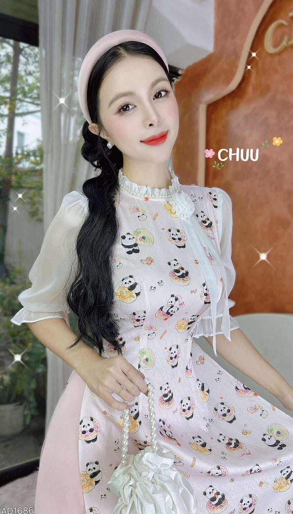 Áo Dài Hoa Hồng Tơ Rose AD1686 (áo lẻ)