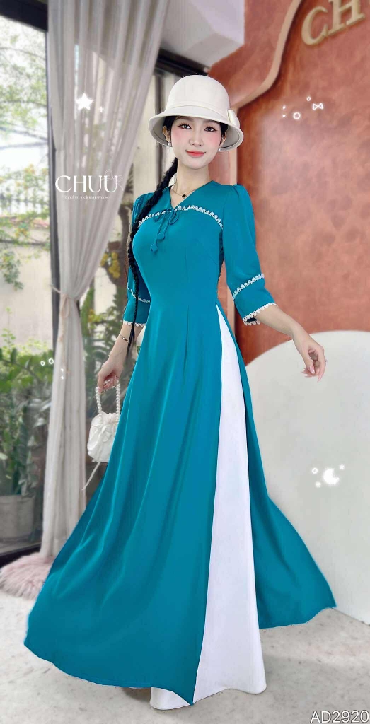 Áo Dài Mai Chim Công+PK AD2920 (áo lẻ)