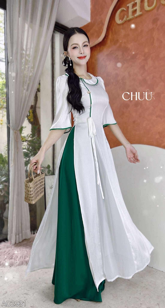 Áo Dài Gấm Cá Gỗ AD2931 (áo lẻ)