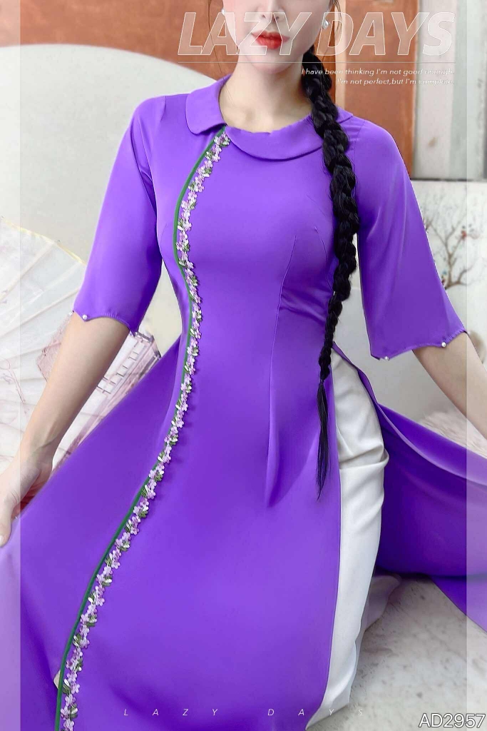 Áo Dài Dây Hoa Sắc Màu AD2957 (áo lẻ)