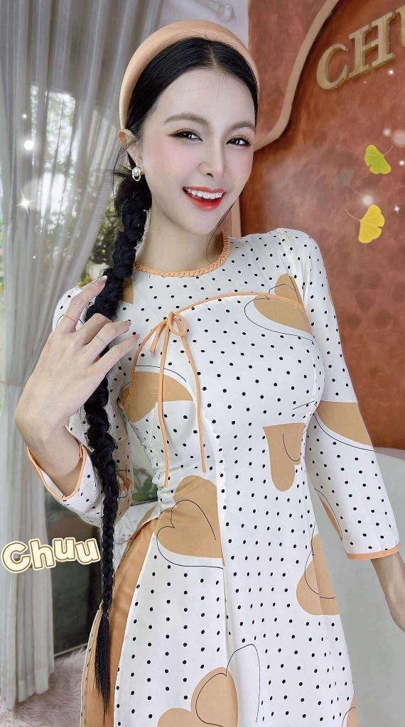 Áo Dài Cổ Tít Bòn Bon AD2776 (áo lẻ)