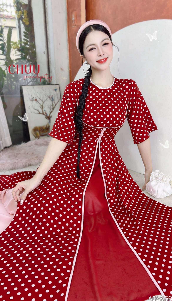 Áo Dài 3T Ly Trà Sữa AD2950 (áo lẻ)