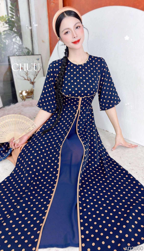 Áo Dài 3T Ly Trà Sữa AD2950 (áo lẻ)