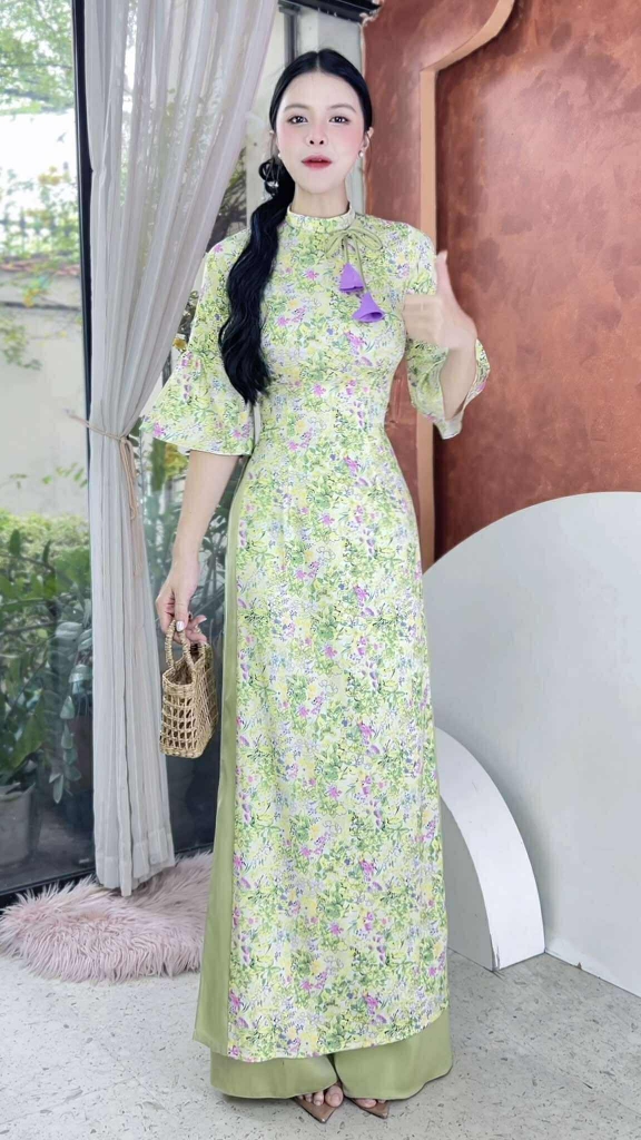 Áo Dài Chuông Gió+PK AD2955 (áo lẻ)