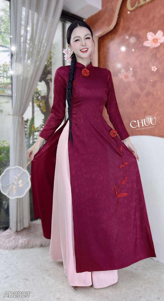 Áo Dài Cánh Hồng Phai+2PK AD2823 (áo lẻ)