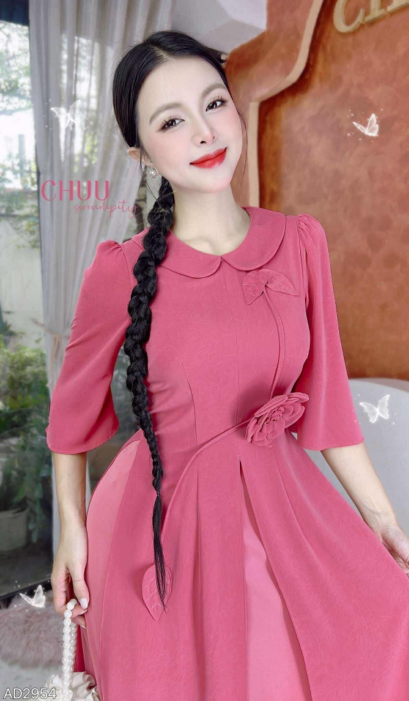 Áo Dài 3T Cành Hoa Nở Tươi + PK AD2954 (áo lẻ)