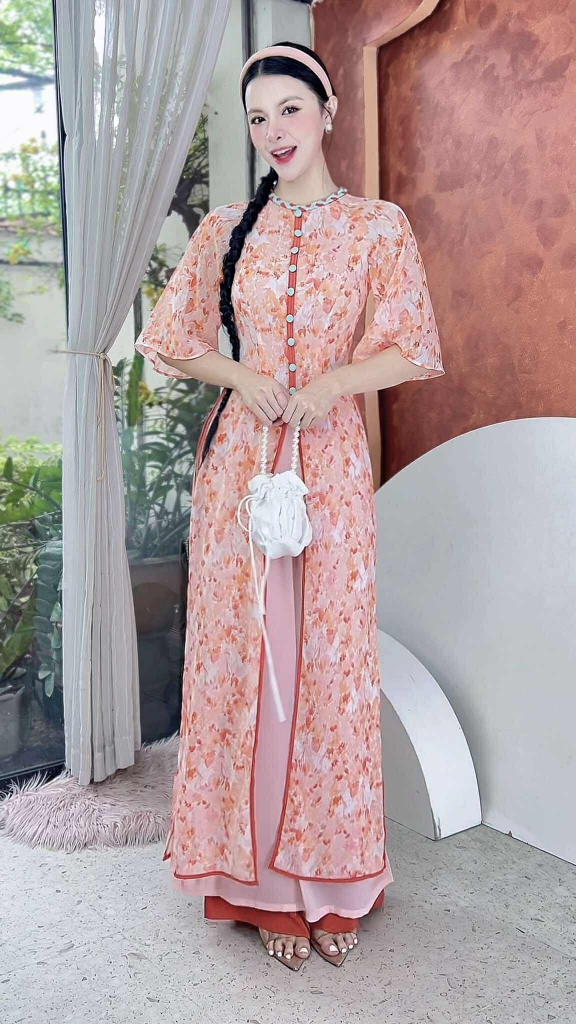Áo Dài Mộng Cánh Hoa 132cm 4T AD2700 (áo lẻ)