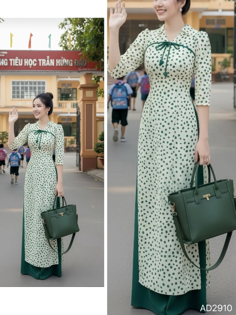 Áo Dài Cổ Bẻ Nụ Hồng AD2910 (áo lẻ)