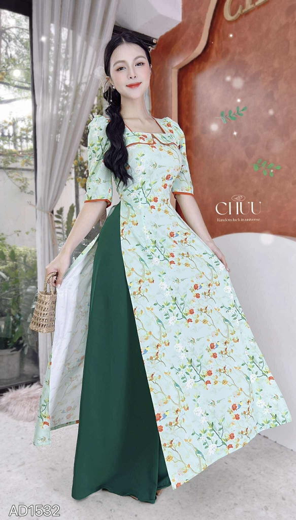 Áo Dài Cổ Vuông Lật AD1532 (áo lẻ)