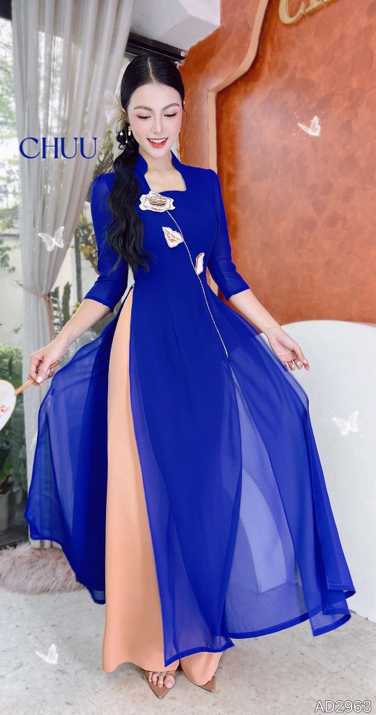 Áo Dài 4T Cánh Ngọc Lá Thêu AD2963 (áo lẻ)