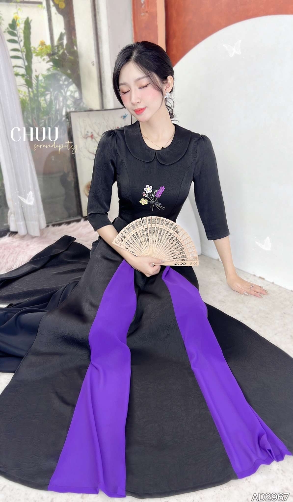 Áo Dài 2T+ Chùm Hoa Dại AD2967 (áo lẻ)