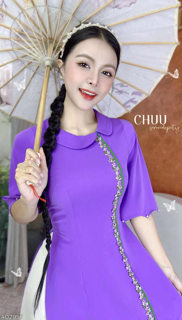 Áo Dài Dây Hoa Sắc Màu AD2957 (áo lẻ)