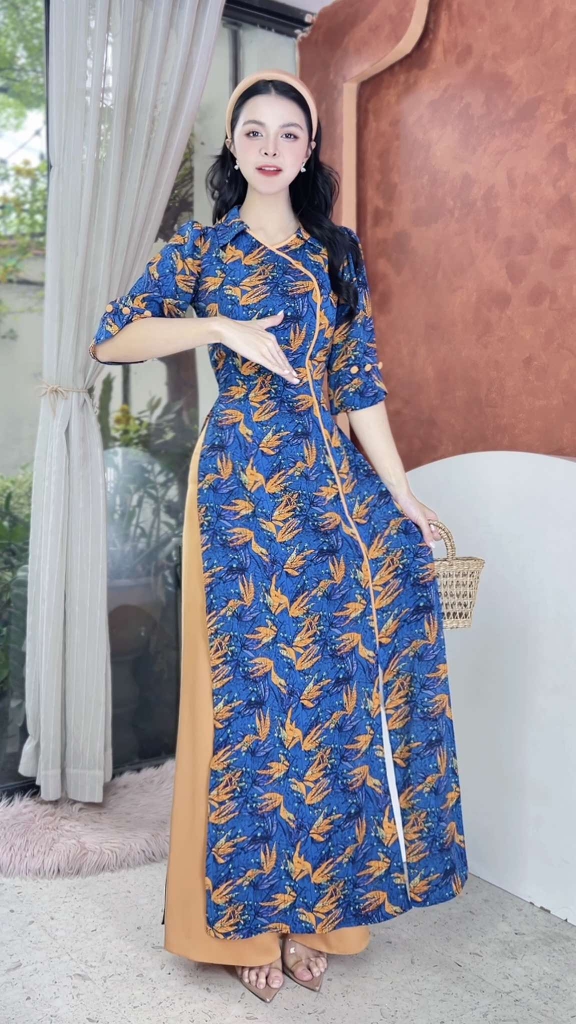 Áo Dài Cánh Én Vàng AD2965 (áo lẻ)