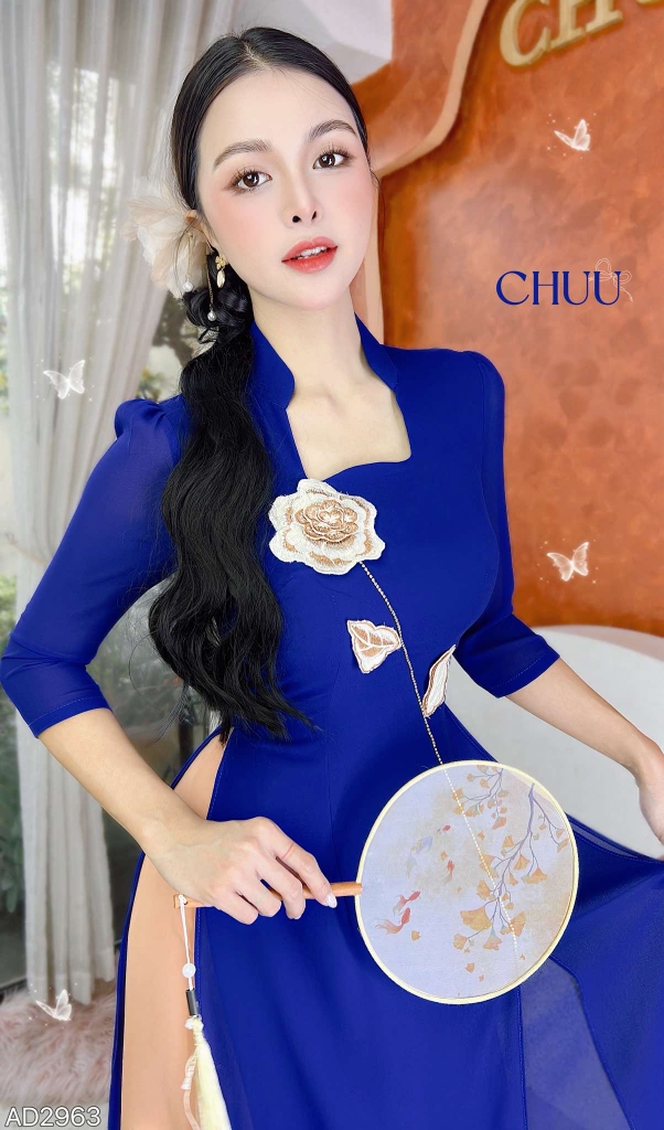 Áo Dài 4T Cánh Ngọc Lá Thêu AD2963 (áo lẻ)