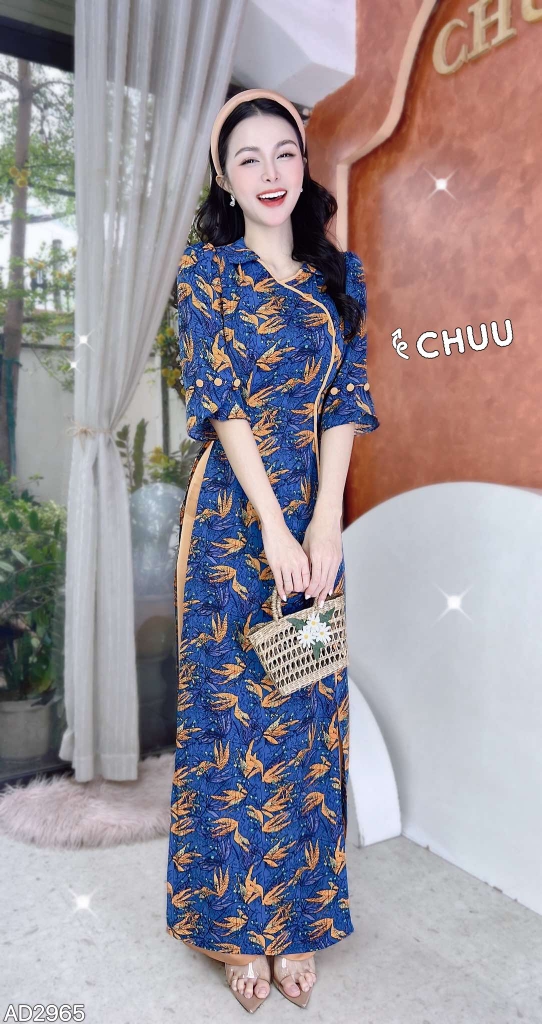 Áo Dài Cánh Én Vàng AD2965 (áo lẻ)