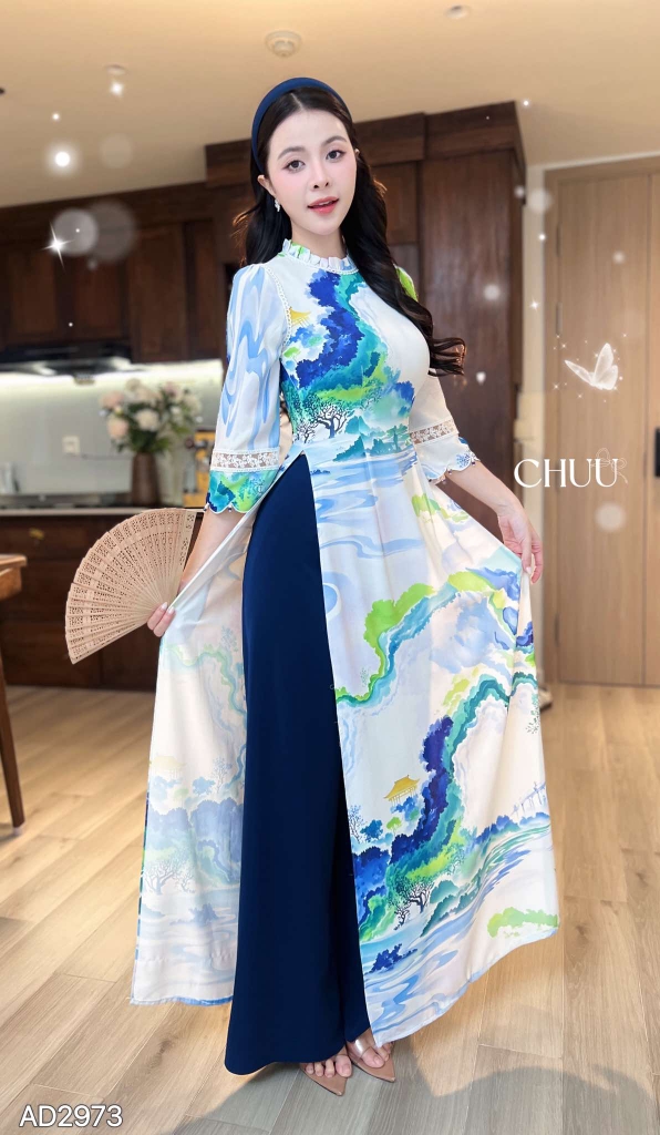 Áo Dài Tay Ngọc Lúc Lắc + PK AD2973 (áo lẻ)