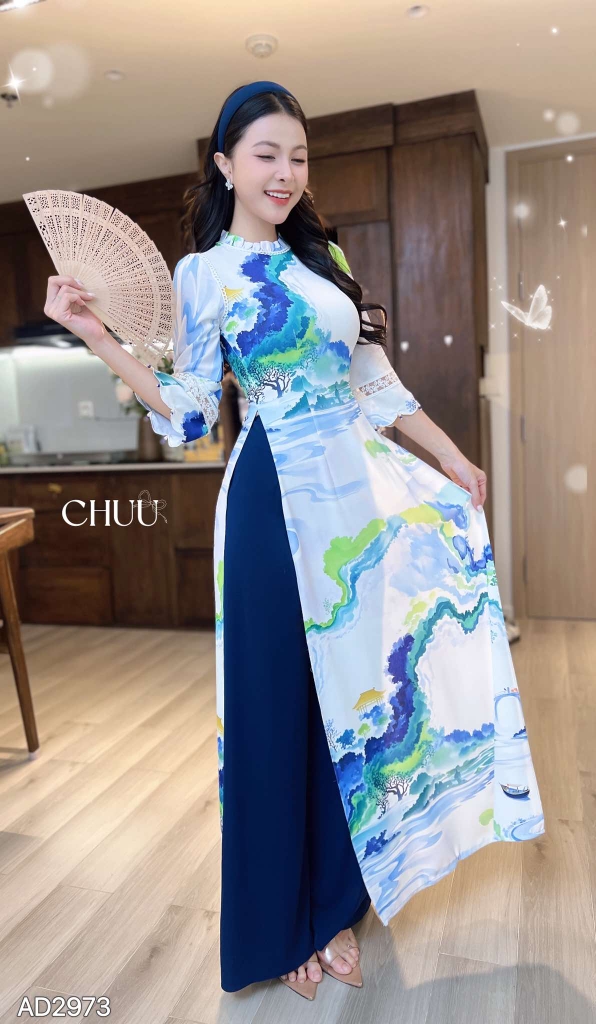 Áo Dài Tay Ngọc Lúc Lắc + PK AD2973 (áo lẻ)