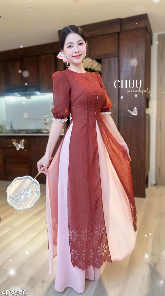 Áo Dài 4T Laze Hoa Cúc AD2970 (áo lẻ)