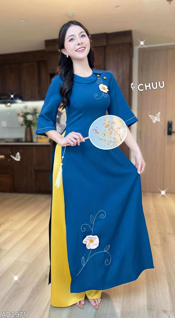 Áo Dài Vải Cotton Xước AD2971 (áo lẻ)