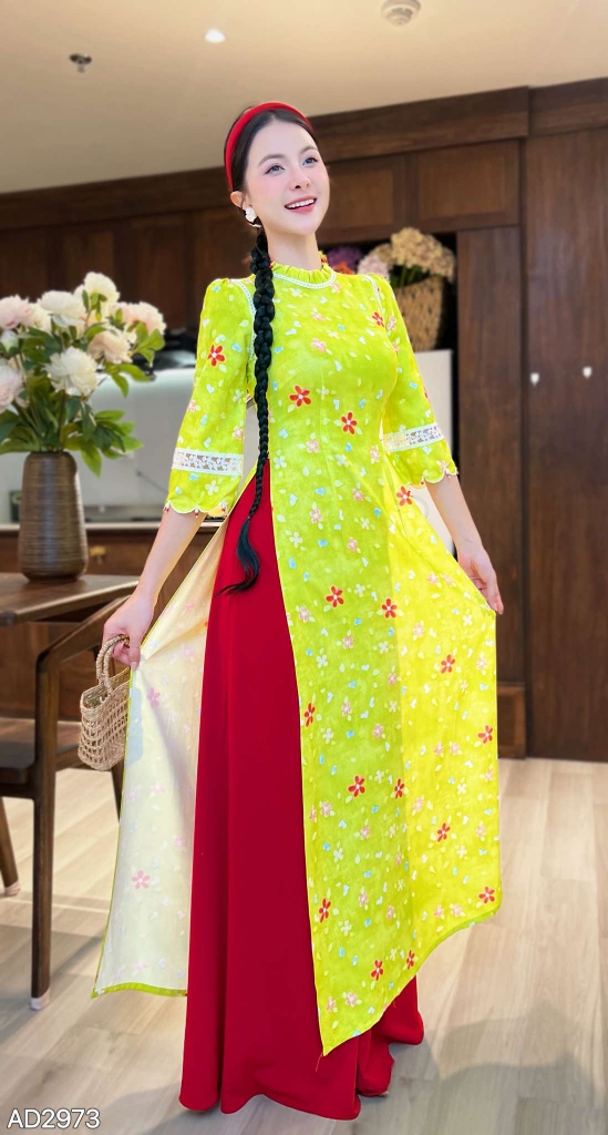 Áo Dài Tay Ngọc Lúc Lắc + PK AD2973 (áo lẻ)