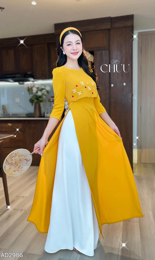 Áo Dài Chong Chóng Vàng AD2986 (áo lẻ)