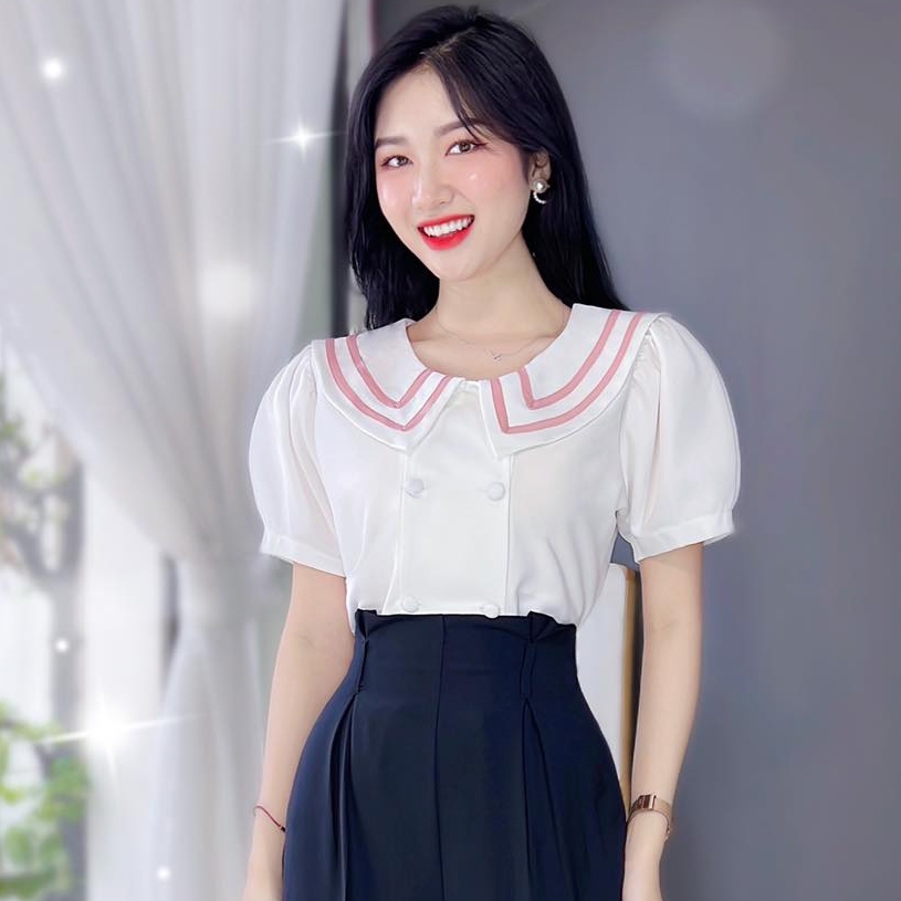 Áo Cổ Nhọn 2 Viền A8117
