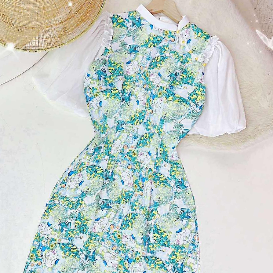 Áo Dài Cổ Xéo Bí Bo AD1404 (áo lẻ)