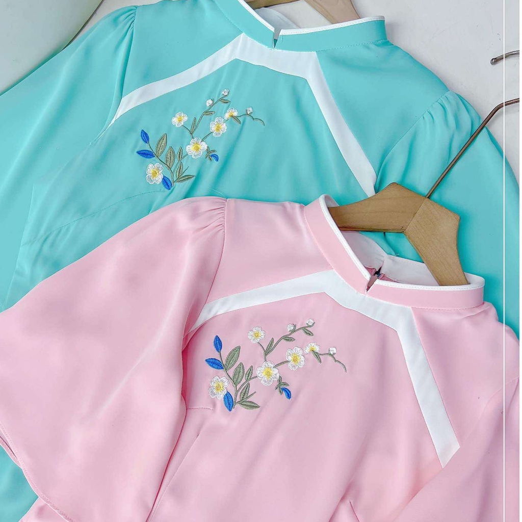 Áo Dài Thêu Hoa Đông Hầu AD1536 (áo lẻ)