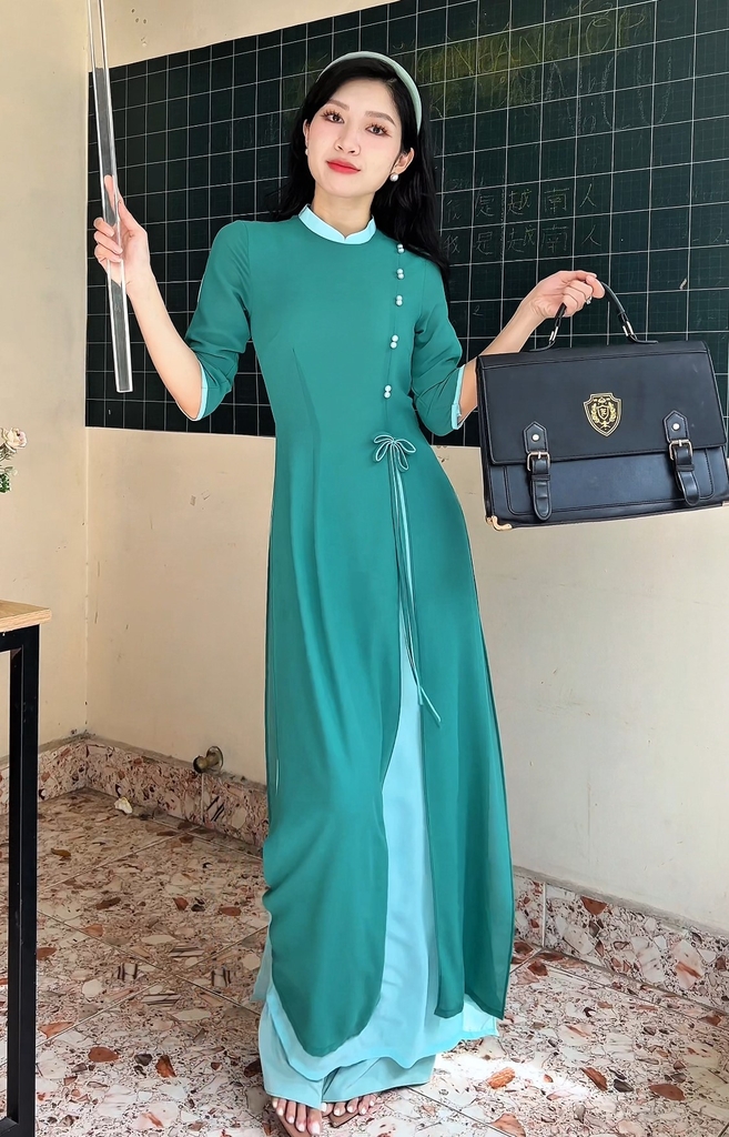 Áo Dài Chiffon 4T Ngọc Đôi 130cm AD1575 (áo lẻ)