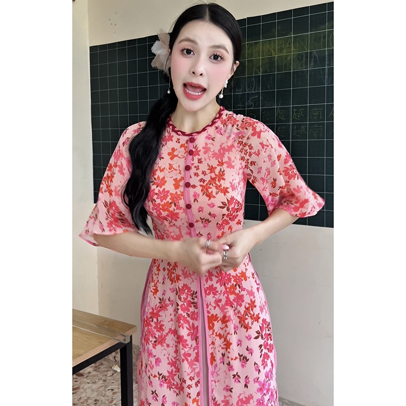 Áo Dài Mộng Cánh Hoa 132cm 4T AD2700 (áo lẻ)