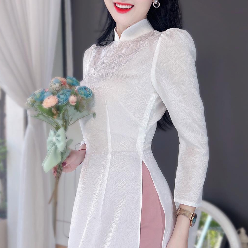 Áo Dài Gấm Tay Bồng AD8005 (áo lẻ)