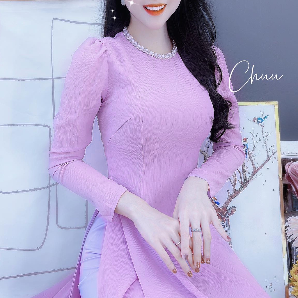 Áo Dài 4T Vải Xước Cổ Viền Ngọc AD8081 (áo lẻ)