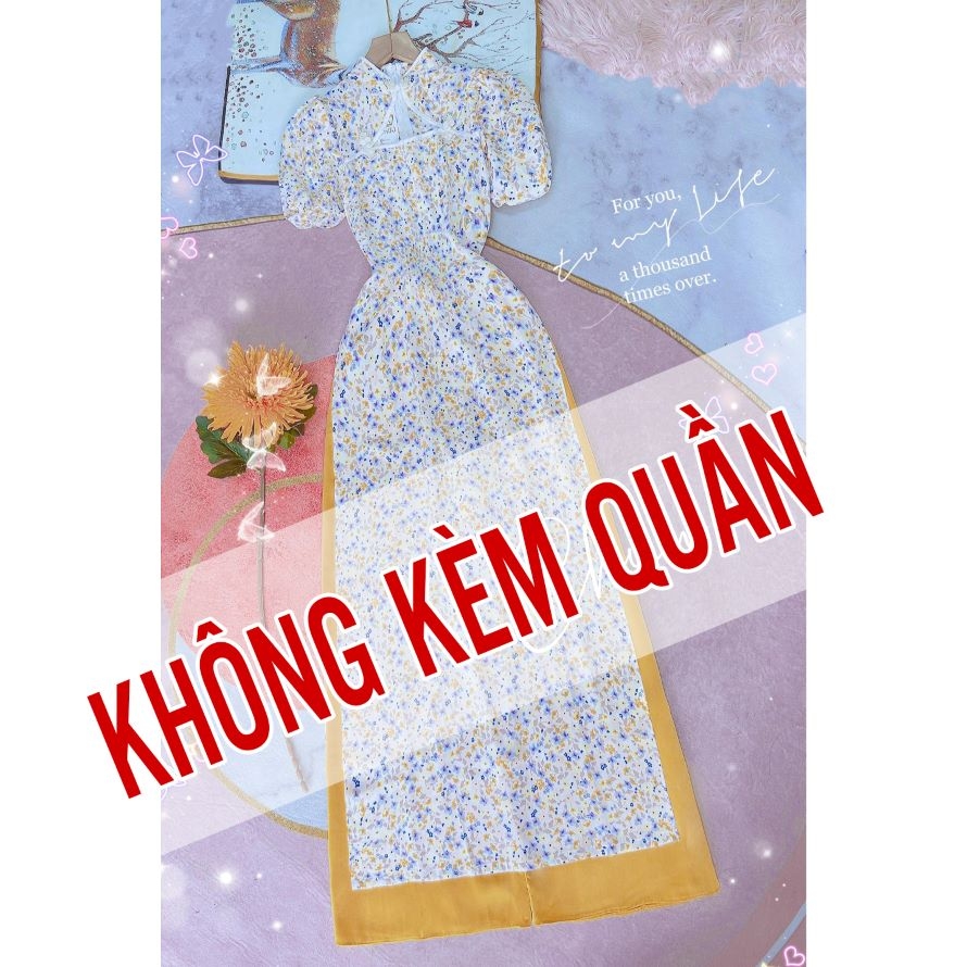 Áo Dài Cổ Tàu Nút Kem AD8095 (áo lẻ)