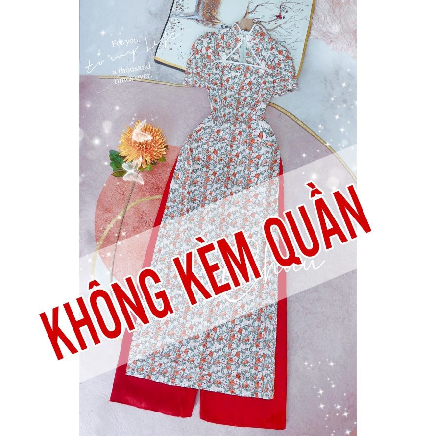 Áo Dài Cổ Tàu Nút Kem AD8095 (áo lẻ)