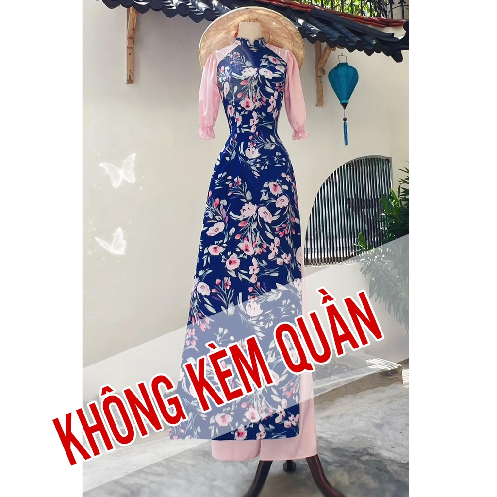 Áo Dài Gấm Tay Pha Ánh Nhung AD9163 (áo lẻ)