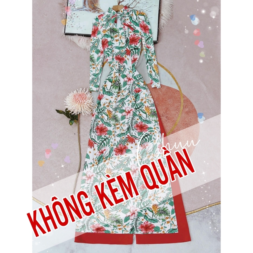 Áo Dài Cổ Tàu Cột Nơ HT AD9173 (áo lẻ)