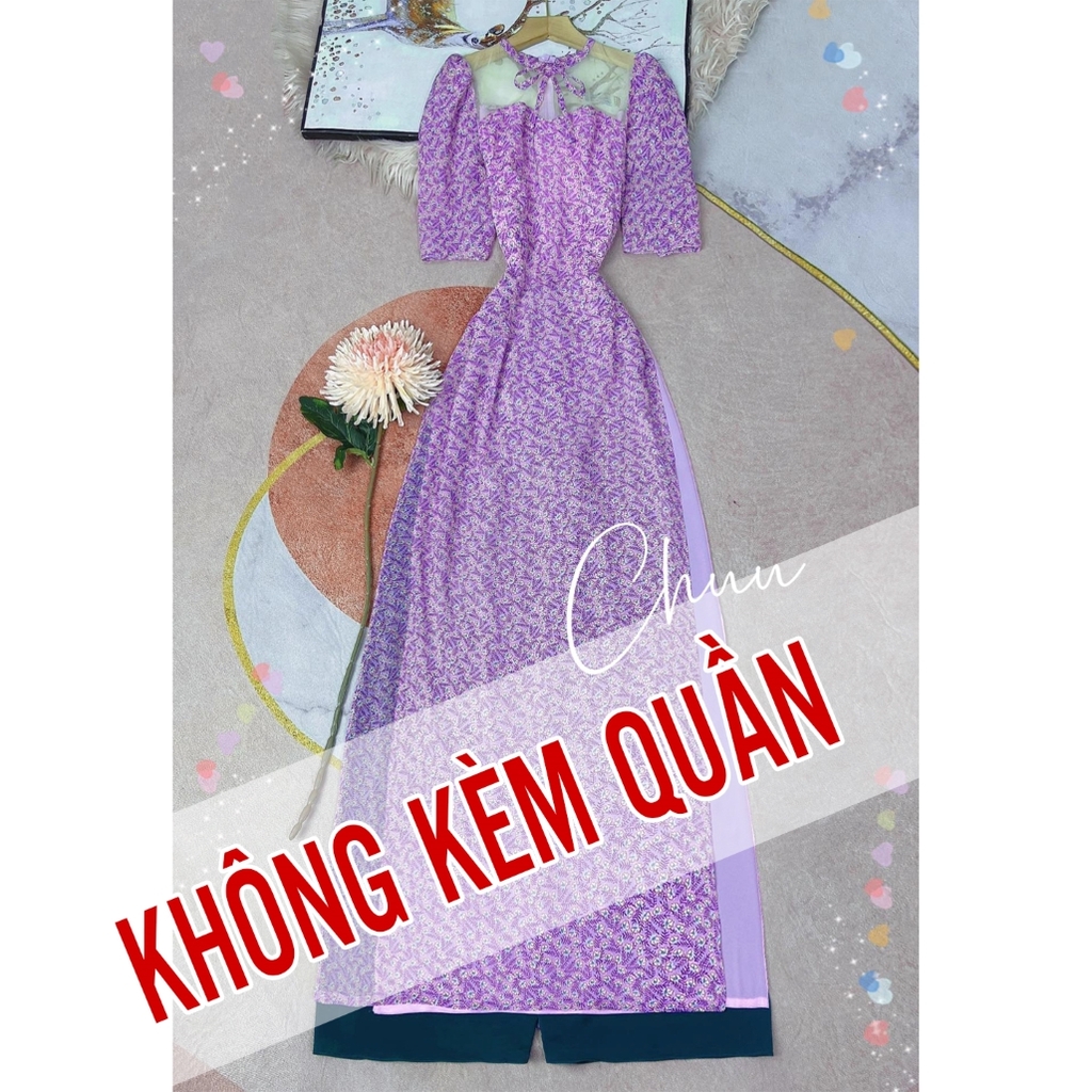 Áo Dài 4T Cổ Lưới Nơ AD9183 (áo lẻ)