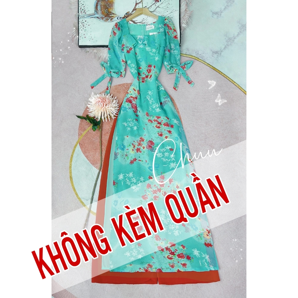 Áo Dài 4T Cổ Vuông Bèo Ngang AD9185 (áo lẻ)