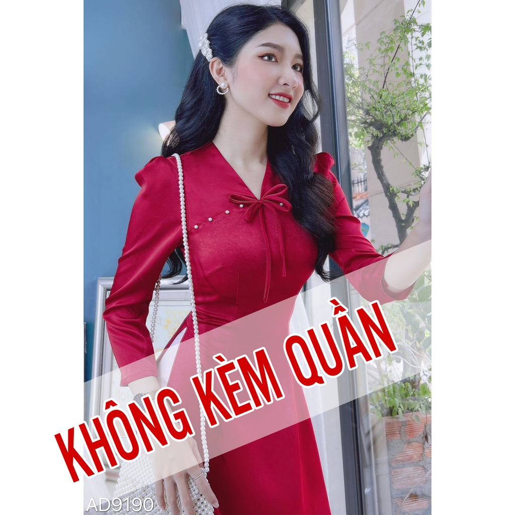Áo Dài Hoa 4 Cánh AD9190 (áo lẻ)
