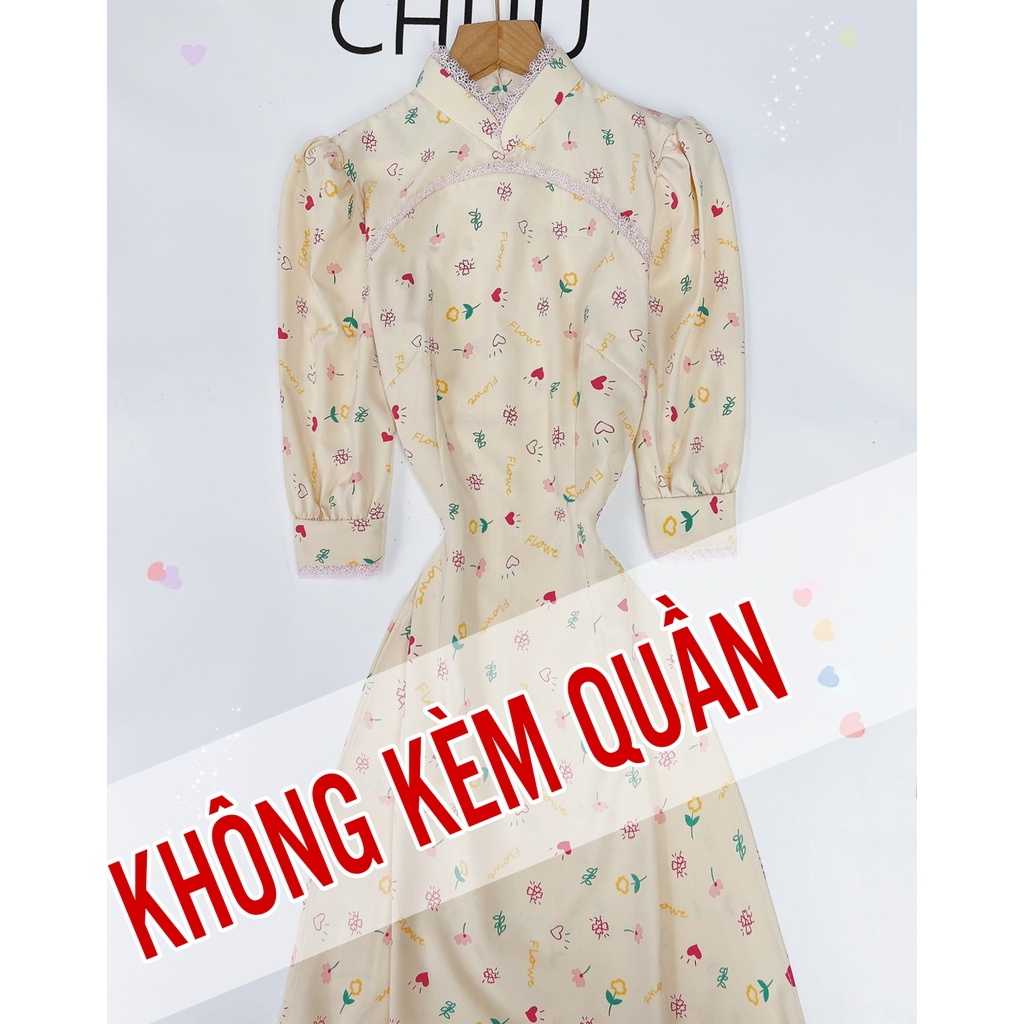 Áo Dài Pha Ren Chỉ Nhỏ AD9211