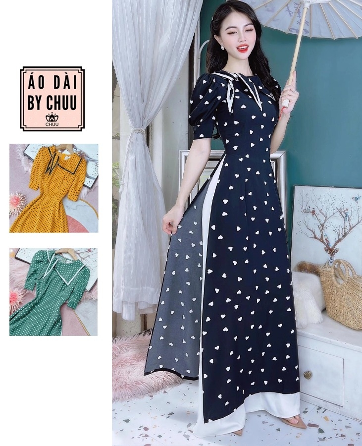 Áo Dài Vạt Thủy Thủ Nơ AD8043 (áo lẻ)